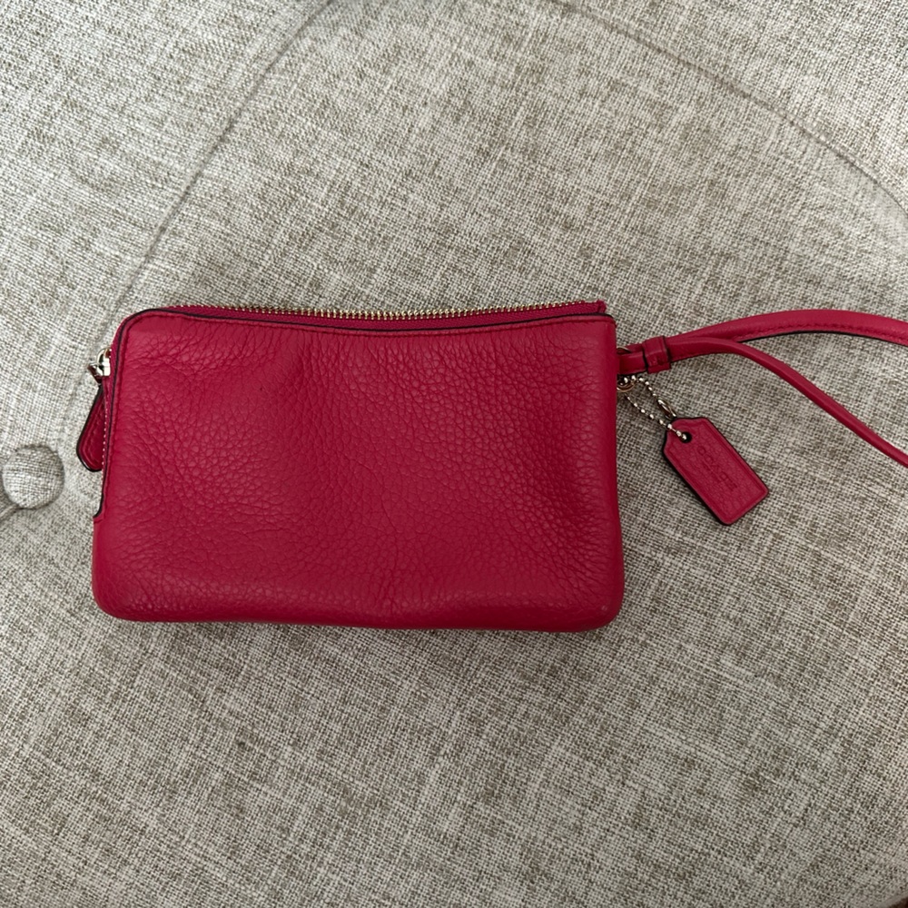 COACH Wristlet  Hot Pink Double Zipper